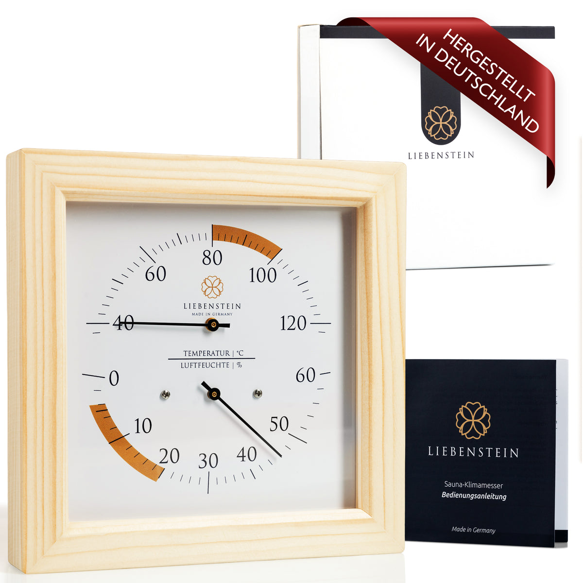 Sauna Thermometer Hygrometer mit Holzrahmen von Liebenstein