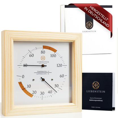 Sauna Thermometer Hygrometer mit Holzrahmen von Liebenstein