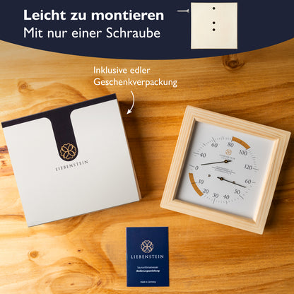 Montage und Verpackung des Sauna Thermometers aus Holz
