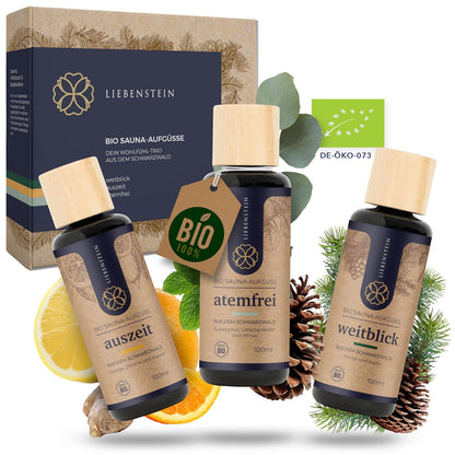 BIO Saunaaufguss Set Wohlfühl-Trio, 3 x 100 ml, mit EU-Bio-Siegel DE-ÖKO-073